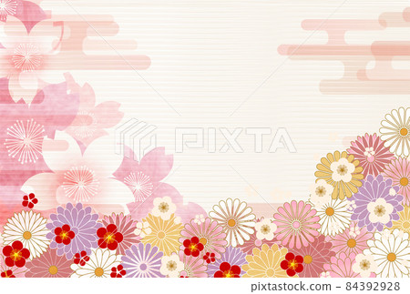 Sakura plum Japanese pattern background Sakura plum Japanese pattern background 84392928