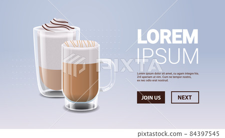 realistic coffee in glasses hot frappe caramel macchiato drinks realistic coffee in glasses hot frappe caramel macchiato drinks 84397545