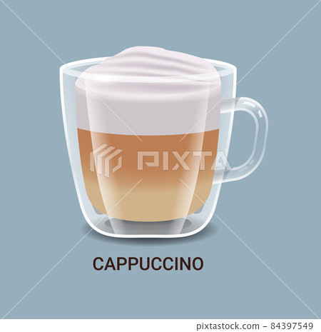 realistic coffee in glass cup hot cappuccino drink realistic coffee in glass cup hot cappuccino drink 84397549