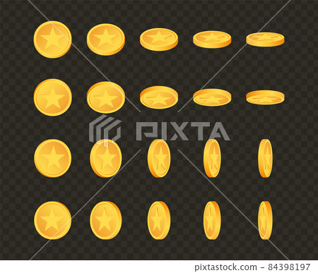Award coins. Set of rotating gold coins with... - Stock Illustration ...