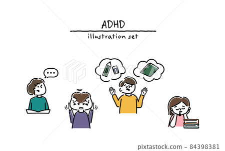 Illustrations of children in trouble during class 84398381