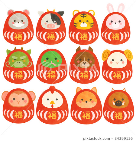 Zodiac Daruma Illustration Material Zodiac Set 84399136