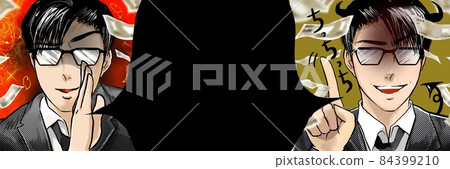 Manga Twink Glasses Scammers Words Skillfully deceived poses and wads of bills dance in the background 84399210