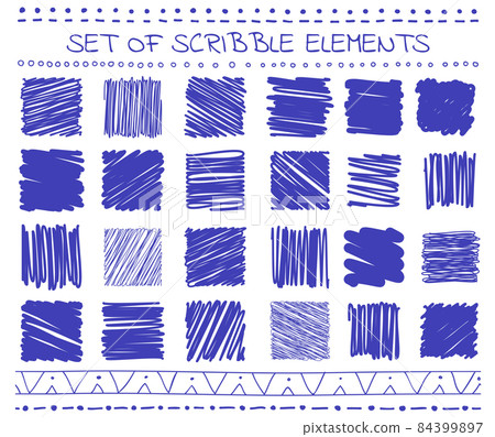 Collection of scribbled lines in hand drawn style 84399897