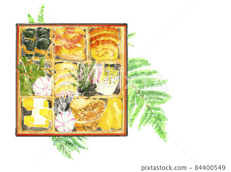 Osechi素材 白背厚重【水彩插畫】白底帶複製空間 透明背景 Osechi素材 白背厚重【水彩插畫】白底帶複製空間 透明背景 84400549