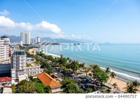 View of tropical sea near Nha Trang city on sunny day View of tropical sea near Nha Trang city on sunny day 84400757