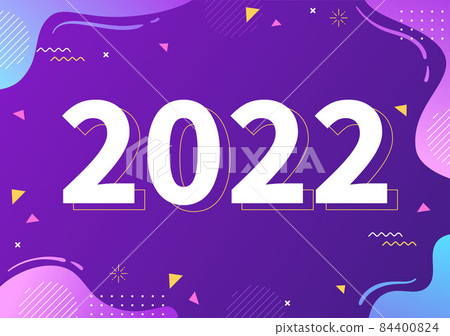 Happy New Year 2022 Template Flat Design Illustration with Ribbons and Confetti on a Colorful Background for Poster, Brochure or Banner Happy New Year 2022 Template Flat Design Illustration with Ribbons and Confetti on a Colorful Background for Poster, Brochure or Banner 84400824