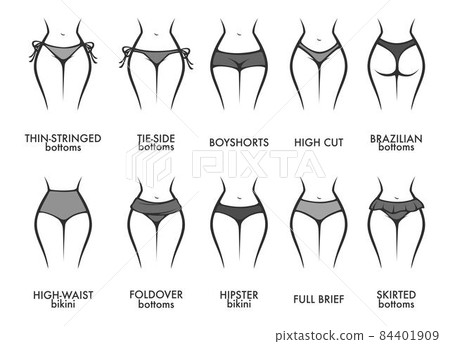 Woman panties models and types of clothes vector 84401909
