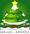 Cute 3D Christmas tree covered in snow 84402013