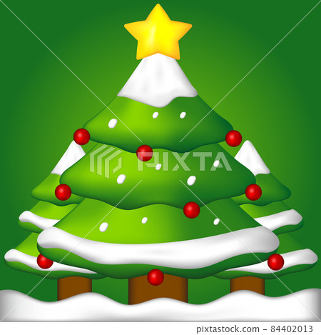 Cute 3D Christmas tree covered in snow Cute 3D Christmas tree covered in snow 84402013