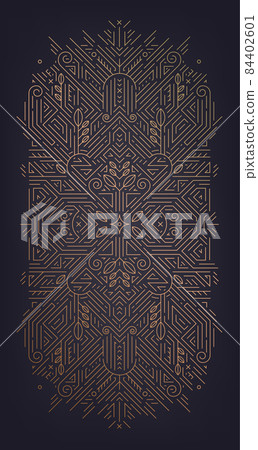 Vector abstract golden background with arabic motifs. Art deco wedding, party pattern, geometric ornament. 84402601