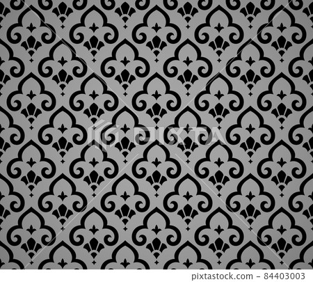 Flower geometric pattern. Seamless vector background. Black and gray ornament Flower geometric pattern. Seamless vector background. Black and gray ornament 84403003