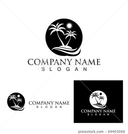 Palm tree summer logo template 84403088