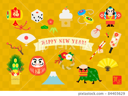 日本新年材料插圖集 84403629