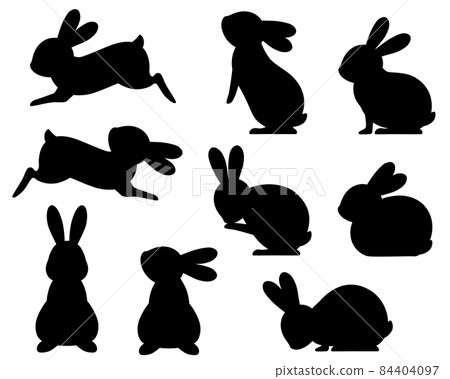 Rabbit silhouette illustration set 84404097