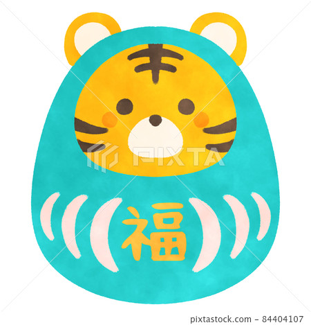 Tiger Daruma Blue Illustration Material 84404107
