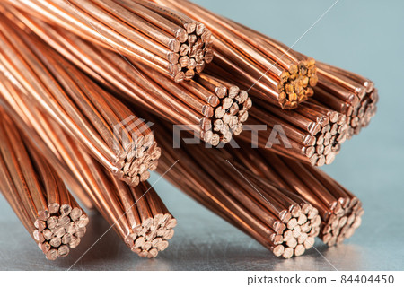 Copper electrical power cable wire close-up Copper electrical power cable wire close-up 84404450