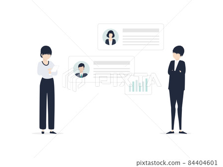 Illustration material of men and women of Japanese companies to evaluate personnel 84404601