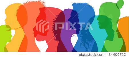 Group diversity silhouette multiethnic people from the side. Community of colleagues or collaborators. Concept of bargain agreement or pact. Collaborate. Co-workers. Harmony. Organization Group diversity silhouette multiethnic people from the side. Community of colleagues or collaborators. Concept of bargain agreement or pact. Collaborate. Co-workers. Harmony. Organization 84404712