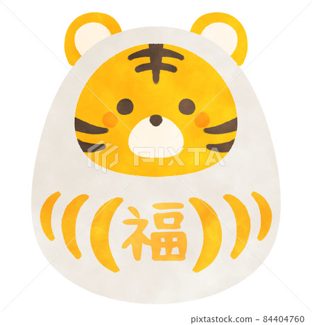 Tiger Daruma Illustration Material White 84404760