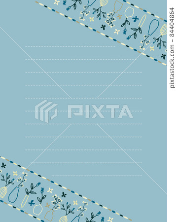 Flower and vase letter blue frame 84404864