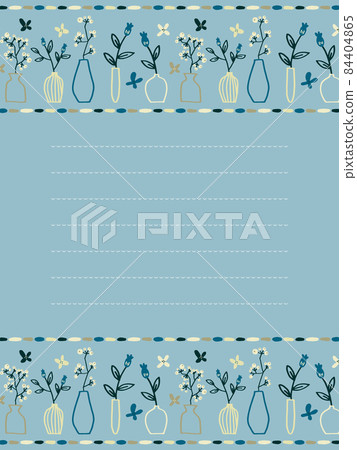 Flower and vase letter blue frame 84404865