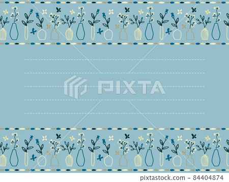 Flower and vase letter blue frame - Stock Illustration [84404874] - PIXTA