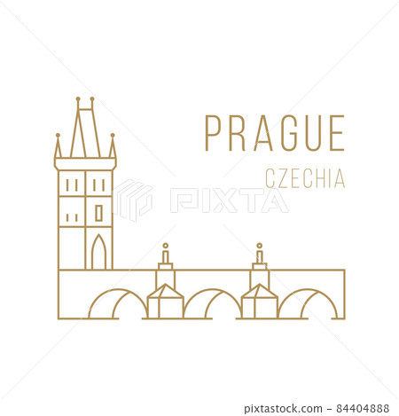 The landmark of Prague is the Charles Bridge in linear style. The landmark of Prague is the Charles Bridge in linear style. 84404888