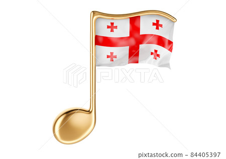 Musical note with Georgian flag. Music in Georgia, concept. 3D rendering 84405397