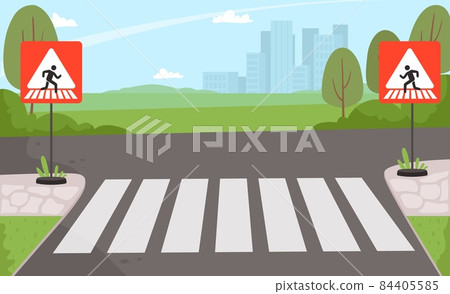 Crossing Roads Road Intersection Pedestrian Crossings Stock Vector