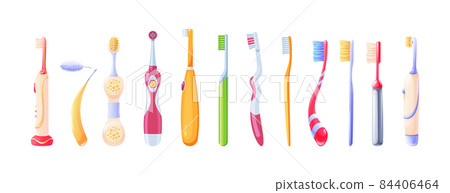 Collection toothbrush. Dental cleaning tools. Electrical and manual tooth hygienic equipment 84406464