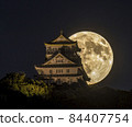 Gifu Castle and full moon 84407754