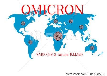 Omicron new SARS mutation variant B.1.1.529 concept, with title. Omicron new SARS mutation variant B.1.1.529 concept, with title. 84408532