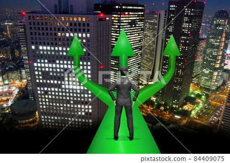 Image of a businessman aiming for the path to success Image of a businessman aiming for the path to success 84409075