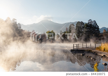 湯布院朝霧清晨的秋葉 84410071