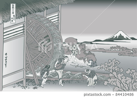 Katsushika Hokusai image 溫泉水車的標題 銀 84410486
