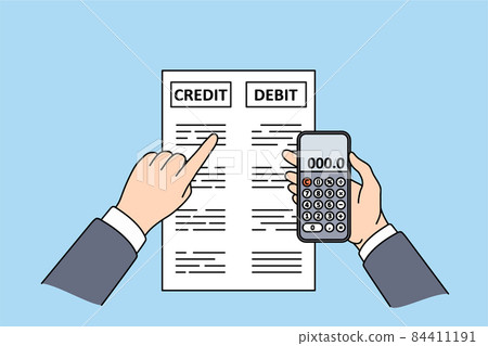 Male accountant manage budget with calculator Male accountant manage budget with calculator 84411191