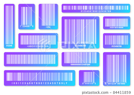 Set of modern colorful product barcodes. Identification tracking code. Serial number, product ID Set of modern colorful product barcodes. Identification tracking code. Serial number, product ID 84411859
