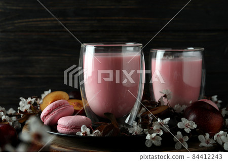 Concept of sweet eating on wooden background 84412243
