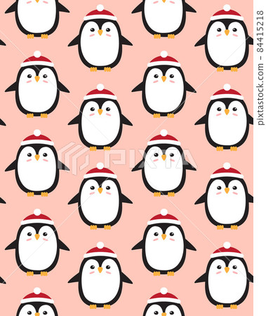 Vector seamless pattern of penguin in winter hat Vector seamless pattern of penguin in winter hat 84415218