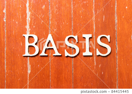 Alphabet letter in word basis on old red color wood plate background Alphabet letter in word basis on old red color wood plate background 84415445