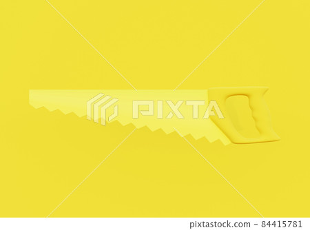 Yellow hand saw on yellow background, 3d rendered 84415781