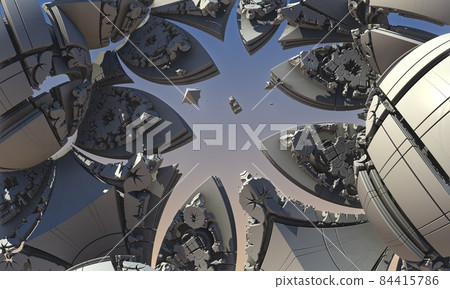 fantastic space construction background, interstellar fractal 3d render 84415786
