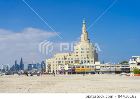 Doha, Qatar - Nov 23, 2019 : A beautiful view of the Abdullah Bin Zaid Al Mahmoud Islamic Cultural Center in Doha, Qatar on Nov 23, 2019. 84416162