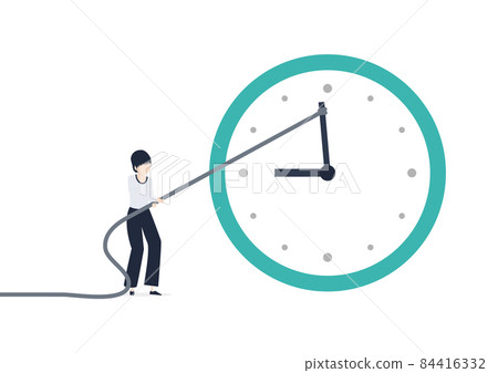 Illustration material of Japanese woman who wants to rewind time 84416332