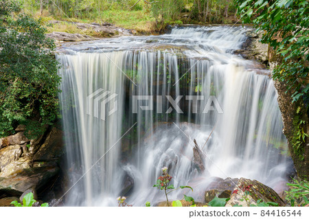 Waterfall at Phu Kradueng national park, Loei Thailand, beautiful landscape of waterfalls in rainforest 84416544