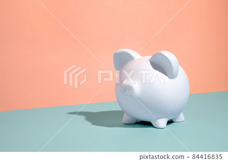 Cute little pure white piggy bank on a duotone background Cute little pure white piggy bank on a duotone background 84416835