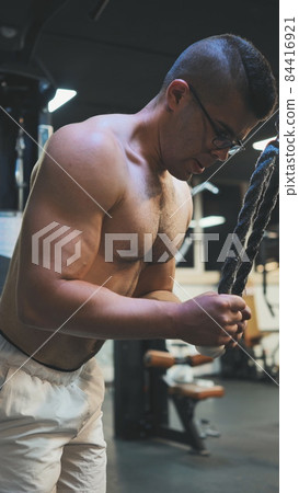 Triceps Exercise Makes an Arabian Jordanian Man. Triceps Exercise Makes an Arabian Jordanian Man. 84416921
