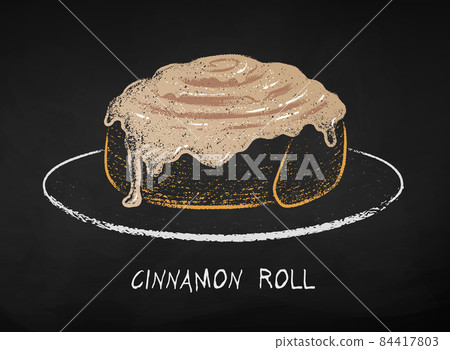 Chalk drawn illustration Cinnamon Roll 84417803