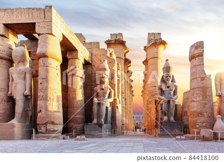 Luxor Temple, famous landmark of Egypt, first pylon view Luxor Temple, famous landmark of Egypt, first pylon view 84418100